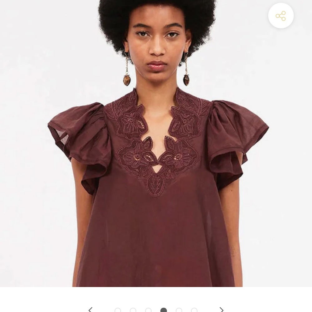 Ulla Johnson- Lucien Blouse in Bordeaux. Sz 4.